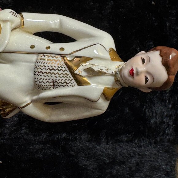 Vintage Florence Ceramic Man In White Tuxedo Gold Accents & Top Hat Figurine - Picture 5 of 6